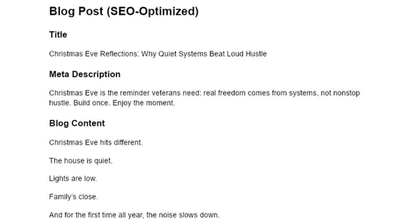 Christmas Eve: Why Quiet Systems Beat Hustle Now Cover