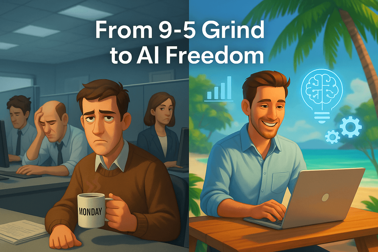 Trading My Alarm Clock for AI: How I Ditched the 9–5 and Found Real Freedom in 2025 Cover